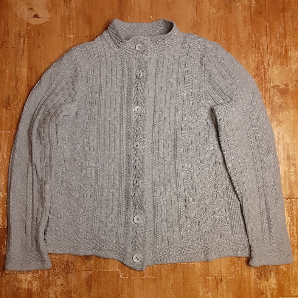 LL Bean 100% Cotton Button Down Mockneck Sweater